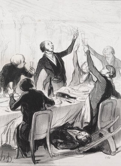 Les philanthropes du jour, planche 8 : Un 43e toast... à la Société de Tempérance - Honoré Daumier