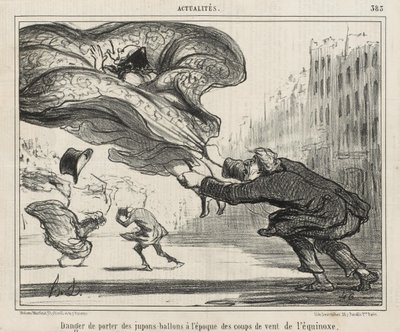 Le danger de porter des jupes à cerceaux... - Honoré Daumier