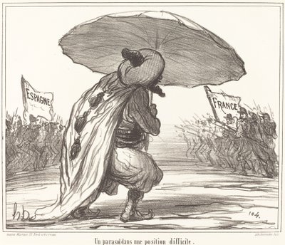 Un Parasol dans une position difficile - Honoré Daumier