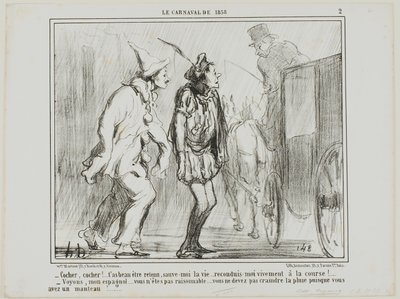"- Chauffeur, chauffeur, vous ne pouvez pas me rejeter, il faut me sauver la vie... me ramener vivant aux courses ! - Mais voyons, Espagnol... sois raisonnable... tu n