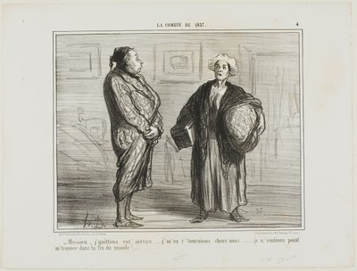"- Monsieur, je quitte votre service, je rentre chez moi... Je ne veux pas être ici à la fin du monde", planche 4 de La Comète De 1857 - Honoré Victorin Daumier
