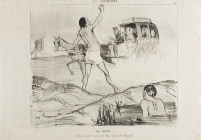 Une blague pratique. "Chauffeur ! Chauffeur ! Vous avez encore deux places dans la section des lapins ", planche 24 des Baigneurs - Honoré Victorin Daumier
