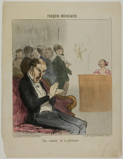 Une victime de sa propre politesse, planche 7 des Croquis Musicaux - Honoré Victorin Daumier