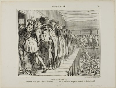 Une visite aux bains. File d