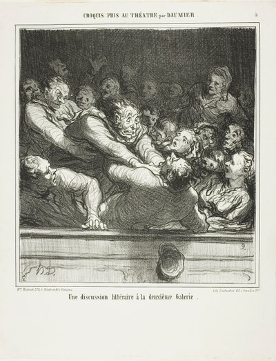 Un argument littéraire sur le second plan, planche 3 du Croquis Pris Au Théatre par Daumier - Honoré Victorin Daumier