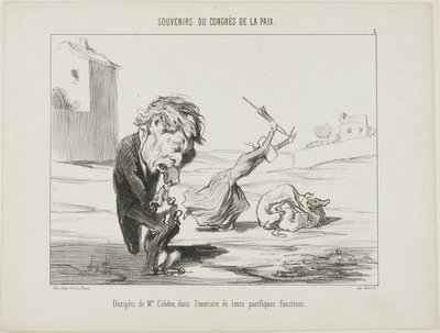 Les partisans de M. Cobden, exerçant leurs fonctions pacifiques, planche 5 des Souvenirs Du Congres De La Paix - Honoré Victorin Daumier