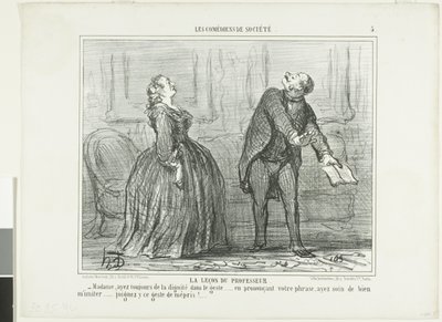 La leçon du professeur, planche 5 des Comédiens de Société - Honoré Victorin Daumier