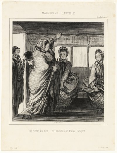La ligne de bus Madeleine-Bastille. Une broutille, un rien... et le bus est plein - Honoré Victorin Daumier