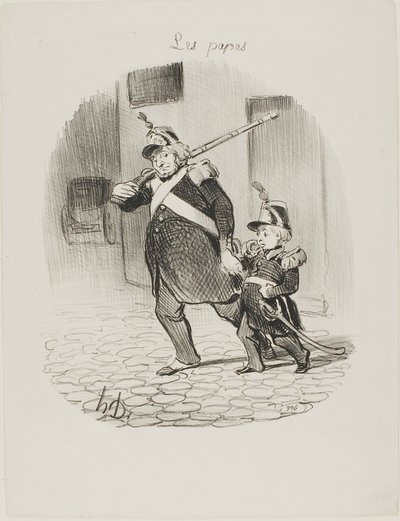 Le jour de la grande parade, planche 6 des Papas - Honoré Victorin Daumier