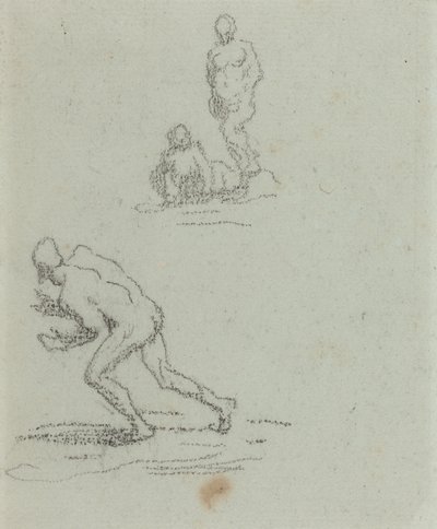 Baigneurs (craie noire sur papier vergé vert) - Honore Daumier