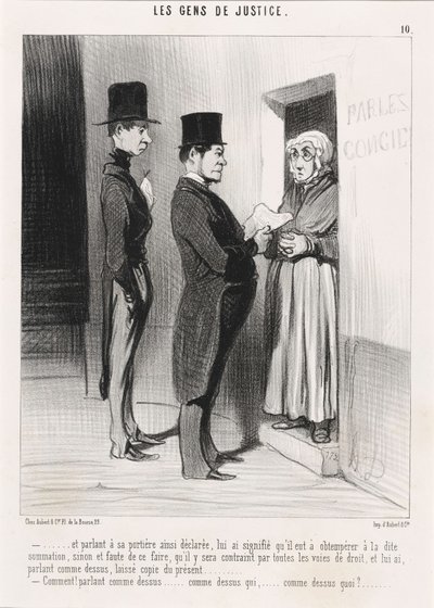 Et parlant à sa portière ainsi déclarée... - Honoré Daumier