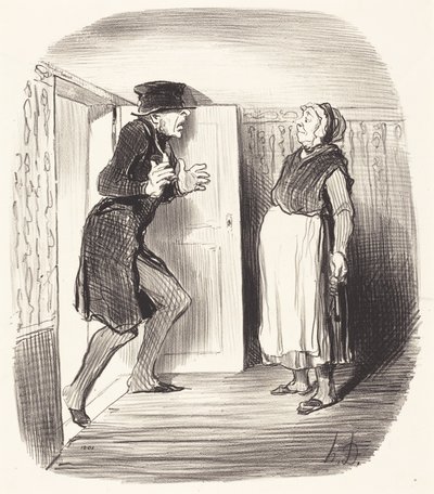 Inconvénient de visiter sans précaution un entresol... - Honoré Daumier