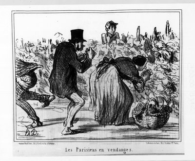 Croquis parisiens: Parisiens en moisson - par Daumier, dans "Charivari" du 02/10/1857 - Honoré Daumier