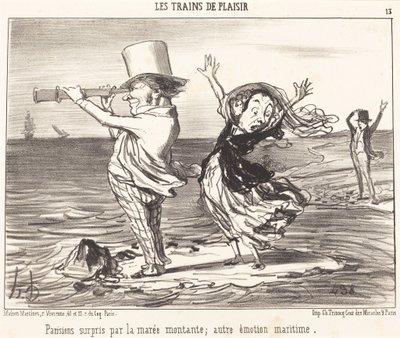 Parisiens surpris par la marée... - Honoré Daumier