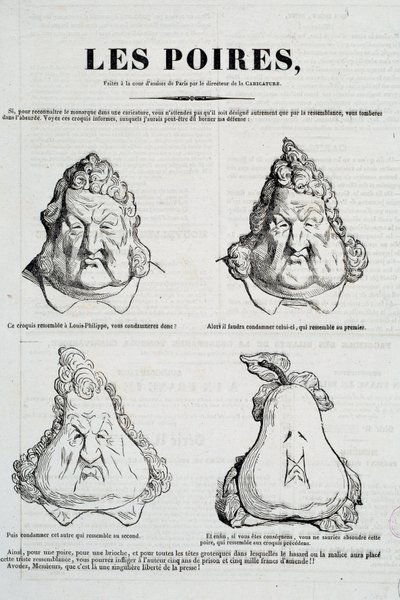 Poires : Caricature représentant une métamorphose du visage de Louis Philippe en poire - Honoré Daumier