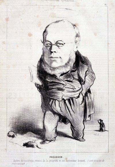 Proudhon, « apôtre du socialisme, ennemi de la propriété et son destructeur breveté » - par Daumier, dans « Charivari » du 06/01/1849 - Honoré Daumier