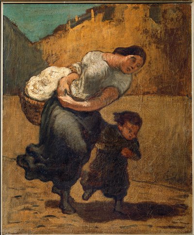 Le fardeau ... (huile sur toile) - Honoré Daumier