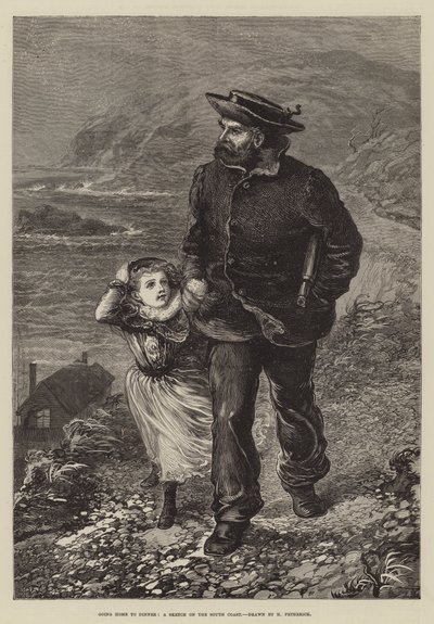 Rentrer à la maison pour dîner, une esquisse sur la côte sud - Horace Petherick