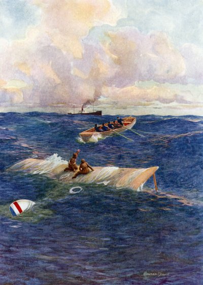 Le canot de sauvetage du "Mary of Denmark" sauvant Hawker et Grieve - Howard Davie