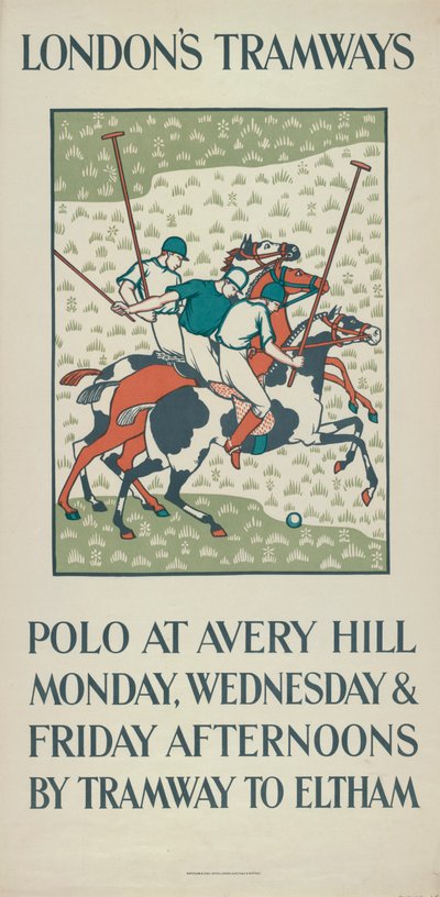 Polo à Avery Hill, affiche des tramways du London County Council LCC, 1923 - Howard Spear
