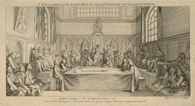 Une représentation du Lord Maire, cour des échevins et conseil commun - Hubert Francois Gravelot