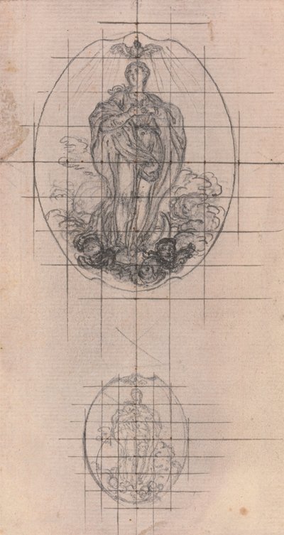 Conception pour une médaille : Figure de la Vierge - Hubert Francois Gravelot