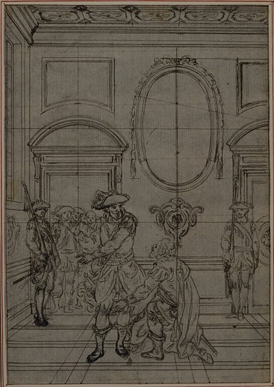 Étude pour une deuxième édition, jamais publiée, de "La Partie de Chasse de Henri IV" de Colle, Acte I, Scène 6 - Hubert Francois Gravelot