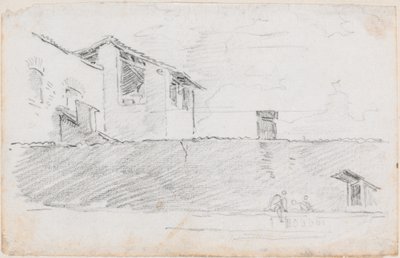 Toits derrière un mur - Hubert Robert