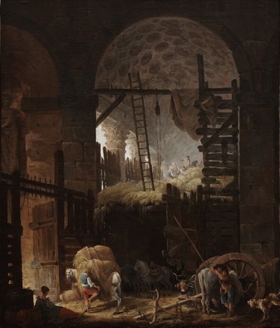 Intérieur de la Villa Giulia avec des faucheurs - Hubert Robert