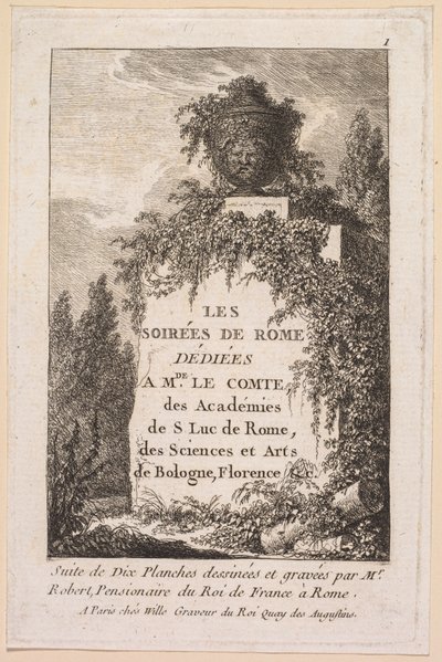 Les Soirées de Rome : Page de titre, 1763-1764 - Hubert Robert