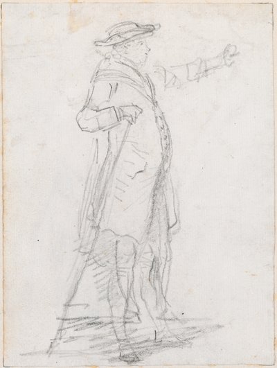 Homme avec une canne, vu de profil [recto] - Hubert Robert