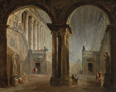 Personnages dans une galerie antique - Hubert Robert