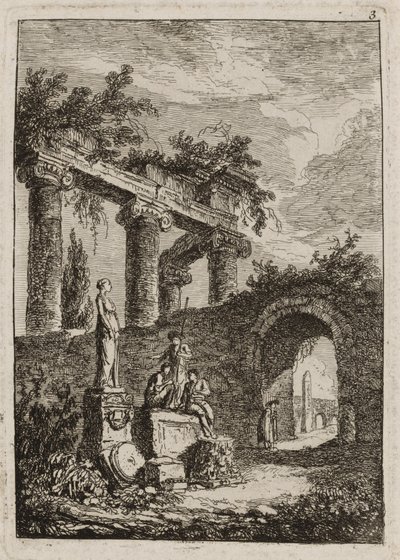 Planche trois des Soirées à Rome - Hubert Robert