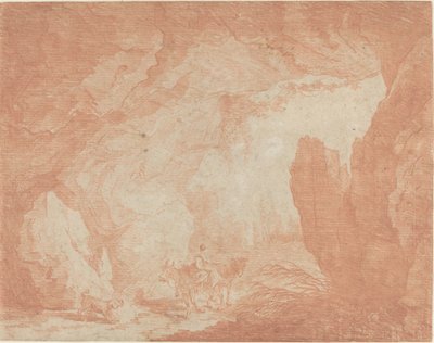 Jeune femme avec des ânes sous un pont naturel - Hubert Robert