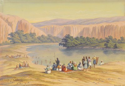 French : Scène de baignade avec des Orientaux au bord d