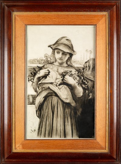 Une fille avec des fleurs - Hubert von Herkomer