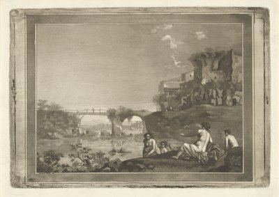 Paysage avec des nymphes se baignant - Hubertus van Hove