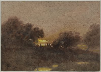 Paysage avec porte au coucher du soleil - Hugh Huntington Howard