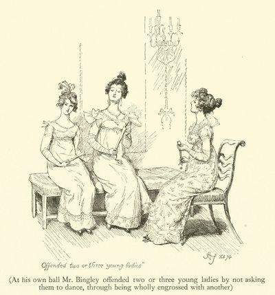 À son propre bal, M. Bingley a offensé deux ou trois jeunes dames en ne leur demandant pas de danser, étant entièrement absorbé par une autre - Hugh Thomson