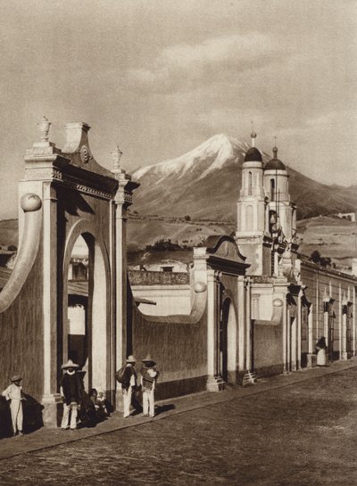 Mexique : Chalchicomula avec Pico de Orizaba (photo n/b) - Hugo Brehme