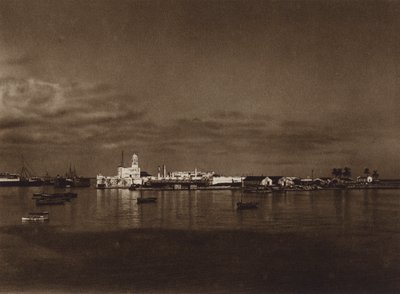 Mexique : Panorama du port de Vera Cruz avec le château de San Juan (photo n/b) - Hugo Brehme