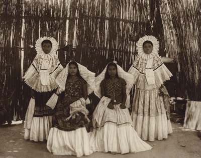 Mexique : Tehuantepec, jeune fille en costume national (photo n/b) - Hugo Brehme