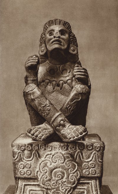 Mexique : Xochipilli avec masque, Musée national (photo n/b) - Hugo Brehme