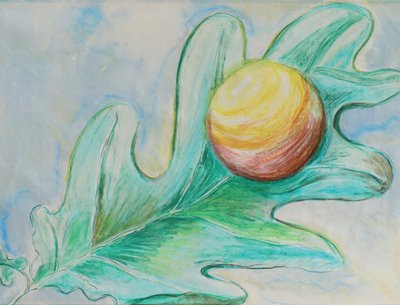 Orbe doré sur une feuille de chêne - Ida Publishing