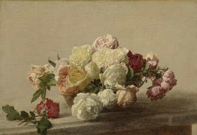Bol de roses sur une table en marbre, 1885 - Ignace Henri Jean Fantin Latour