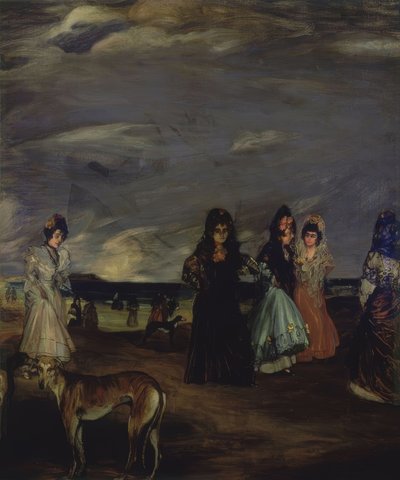 Femmes avec mantilles et chien au premier plan - Ignacio Zuloaga y Zabaleta