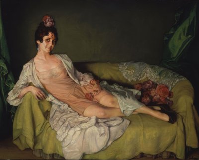 Femme allongée sur un fauteuil en combinaison et robe de chambre – XXe siècle - Ignacio Zuloaga y Zabaleta