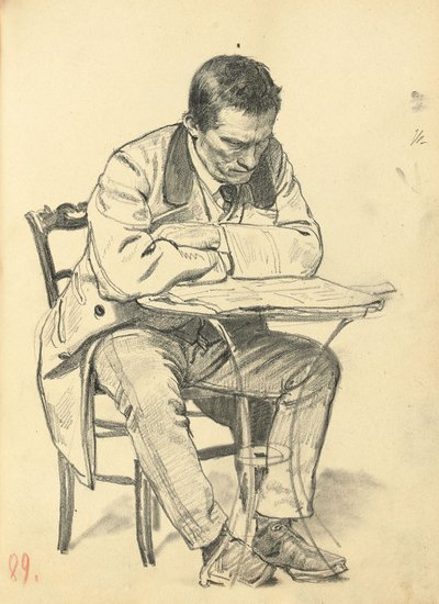 Étude pour "Un café parisien": Homme assis à une table de café, lisant un journal, c. 1872-1875 - Ilya Efimovich Repin
