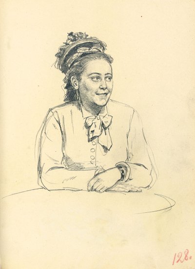 Étude pour "Un café parisien": Femme assise avec un nœud et les mains croisées, vers 1872-1875 - Ilya Efimovich Repin