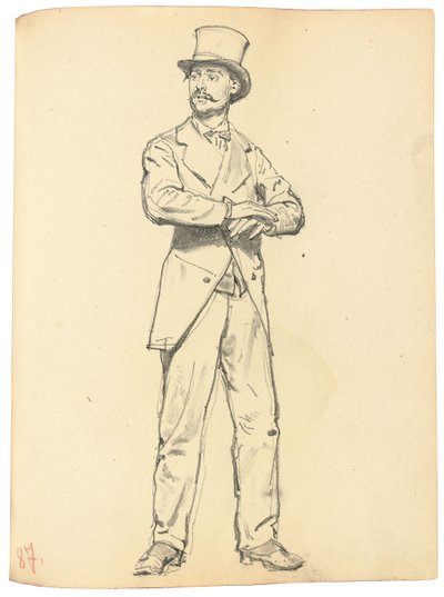 Étude pour "Un café parisien" : Homme debout avec un chapeau, jambes écartées, vers 1872-1875 - Ilya Efimovich Repin